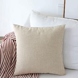 Home Brilliant Burlap Solid Linen European Throw Pillow Sham Cushion Cover for Bench, 24x24, Ligh... | Amazon (US)