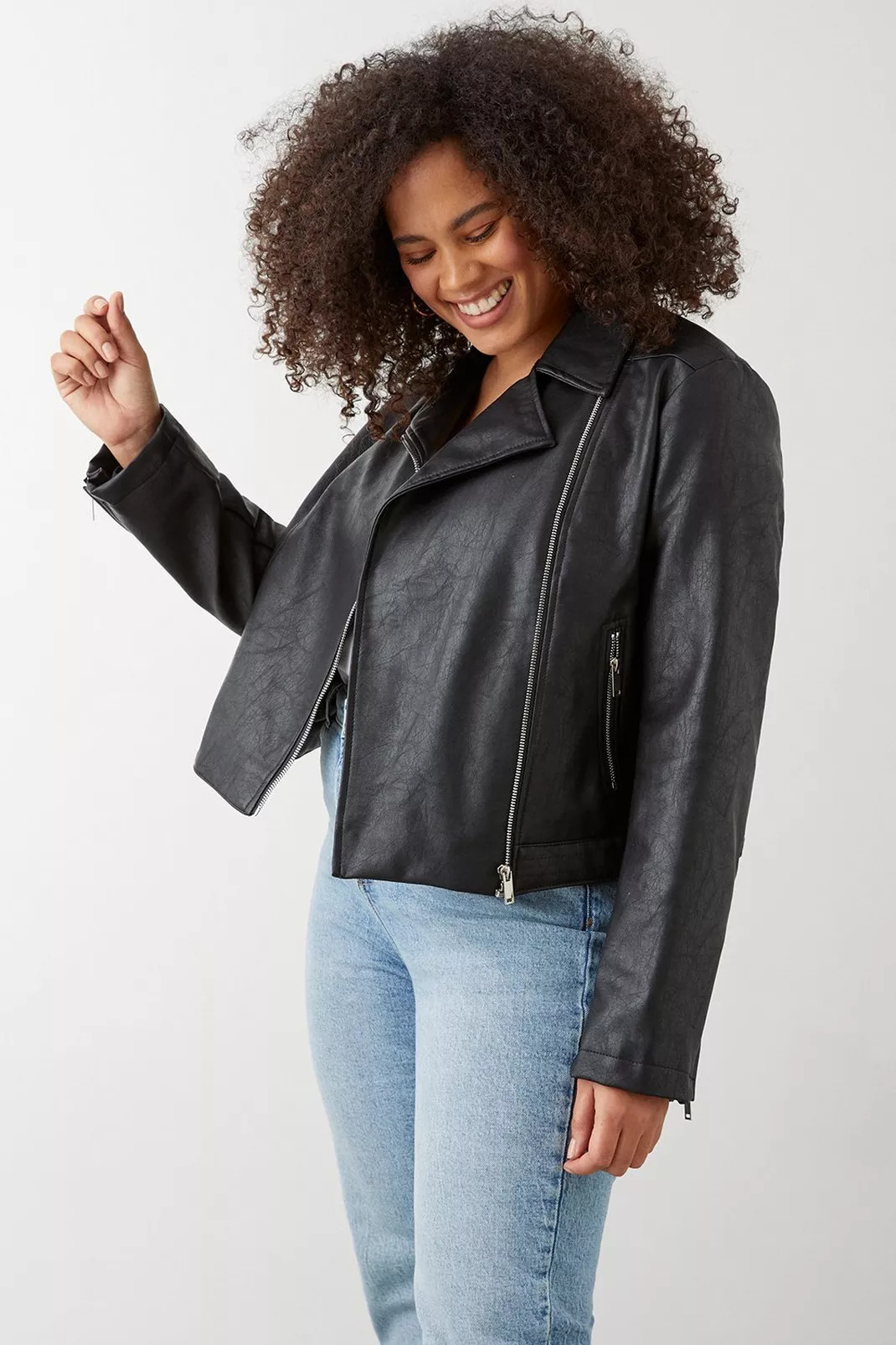 Buy Curve Faux Leather Biker Jacket for GBP 59.00 | Dorothy Perkins UK | Dorothy Perkins (UK)