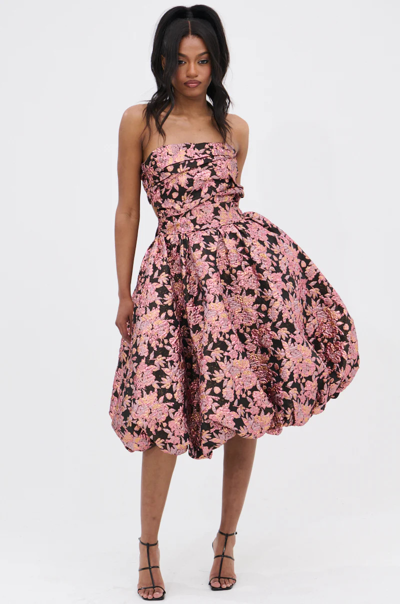 CHARLOTTE BROCADE MIDI DRESS | AKIRA