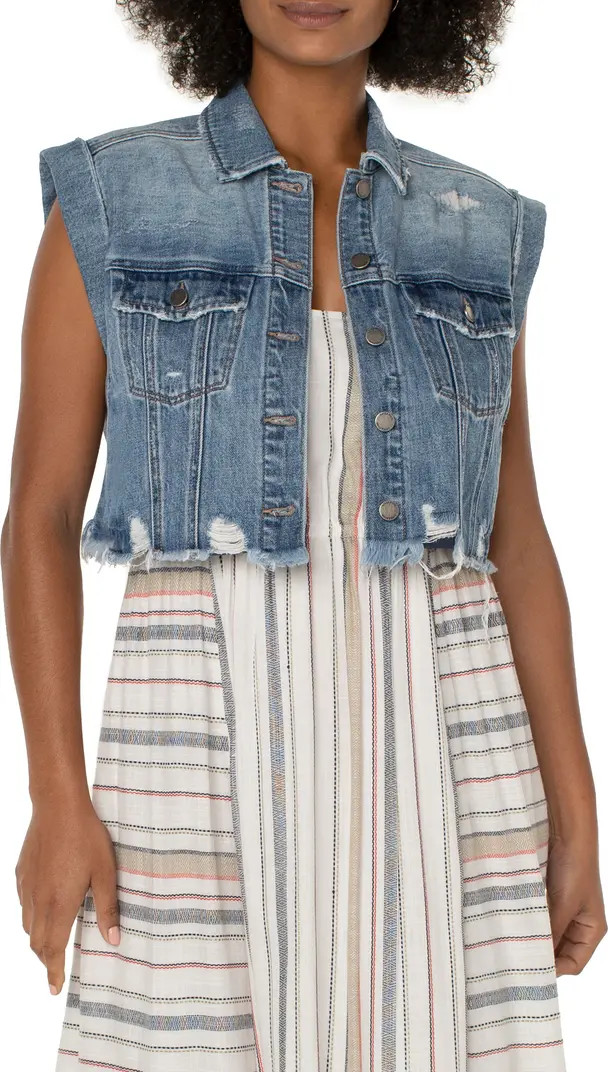 Liverpool Los Angeles Crop Denim Vest | Nordstrom | Nordstrom