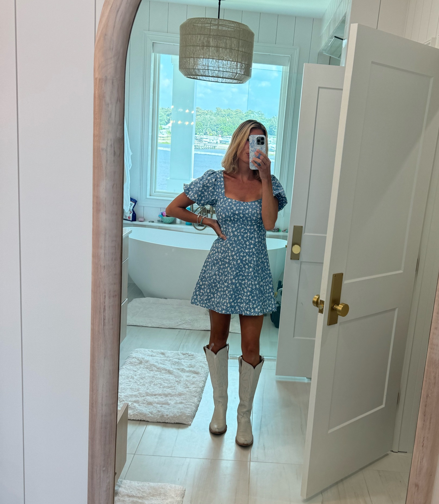 Blue floral mini dress 

#LTKWedding #LTKSeasonal