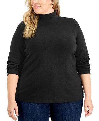 Karen Scott Plus Size Mock-Neck Top, Created for Macy's & Reviews - Tops - Plus Sizes - Macy's | Macys (US)