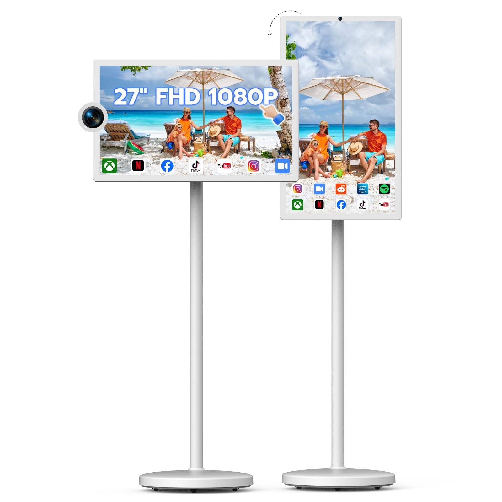 27-Inch Portable Rolling TV, 1080P Smart Portable Wireless Touch Screen TV on Wheels with 8G RAM+... | Amazon (US)