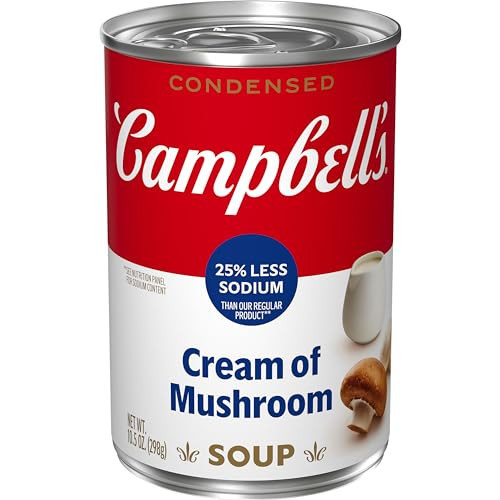 Campbell's Condensed 25% Less Sodium Cream of Mushroom Soup, 10.5 Ounce Can | Amazon (US)