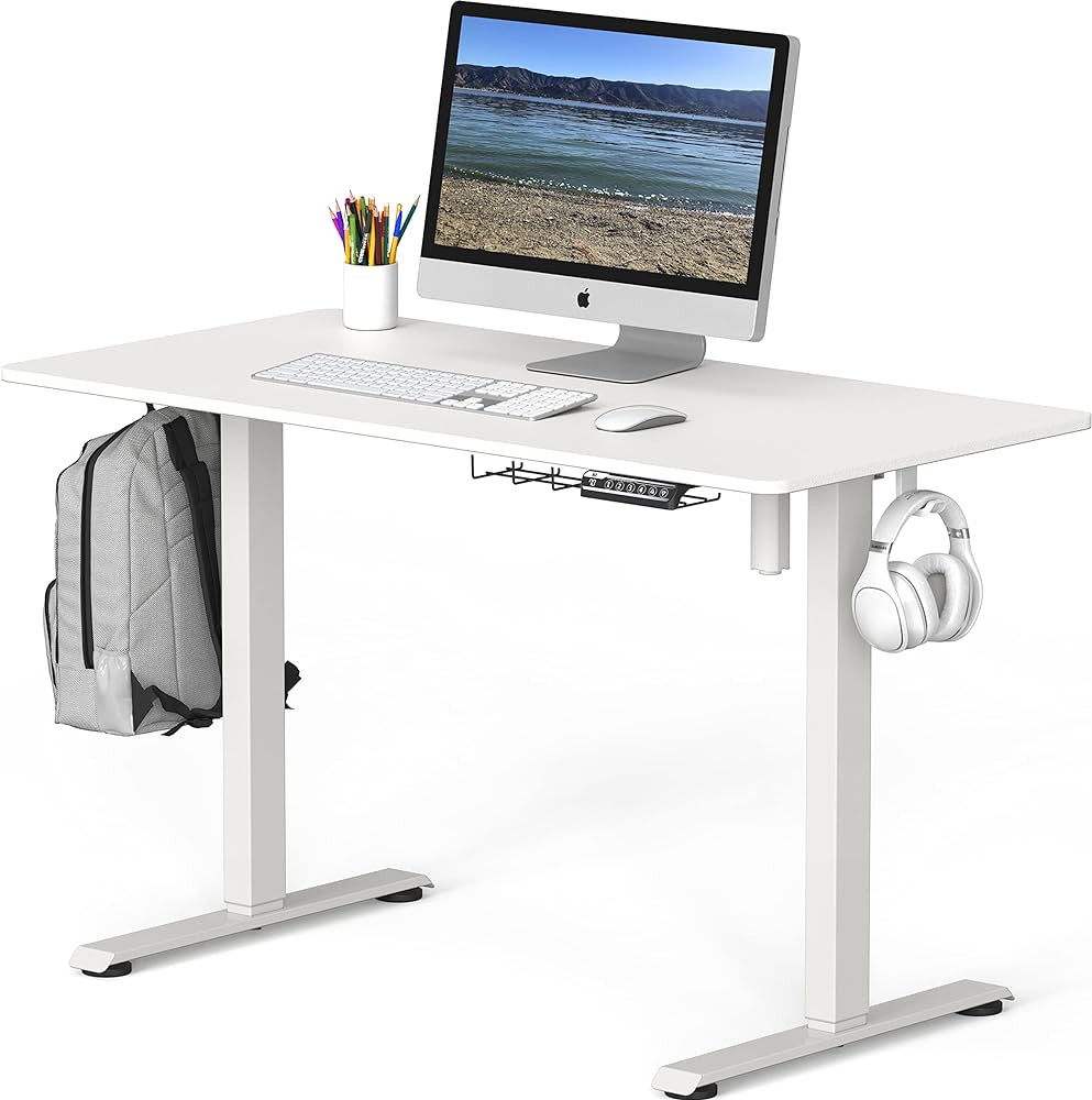 SHW 123 cm Electric Height Adjustable Standing Desk with Memory Controller, White | Amazon (CA)