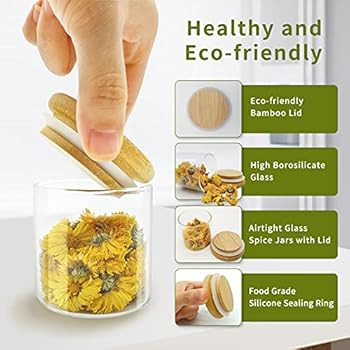 Spice Jars 20 Pack, XSIUYU 4 OZ Glass Storage Jars with Bamboo Airtight Lids, Labels and Pen, Dis... | Amazon (US)