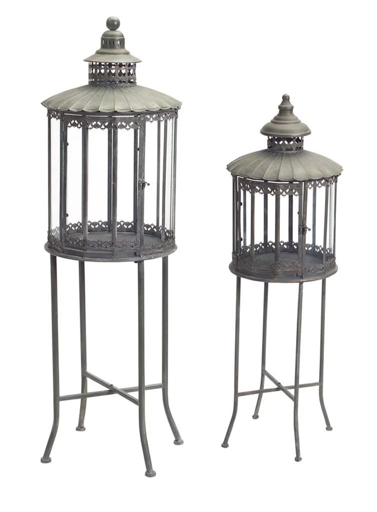Diva At Home Set of 2 Decorative Outdoor Lanterns with Stand and Glass Panels 53” | Walmart (US)