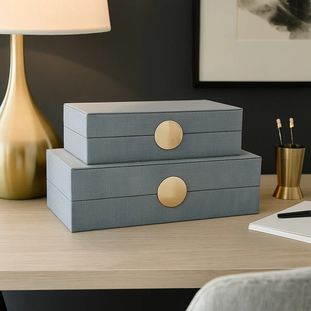 Caladendra Decorative Wooden Boxes with Lid for Living Room - Metal Keepsake Organizer Boxes for ... | Wayfair North America