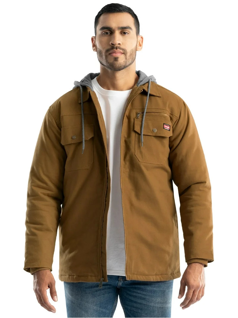 Wrangler Workwear Men's Quilted Lined Work Shirt Jacket with Hood, Size S-5XL (Men's and Big Men'... | Walmart (US)
