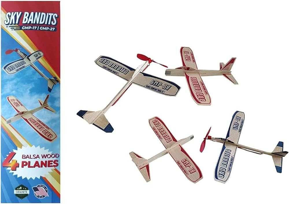 Balsa Wood Airplane Kits |Gliders And Propeller Plane Toys Set | Set Of 4 Wooden Airplane | 2 Rub... | Amazon (US)