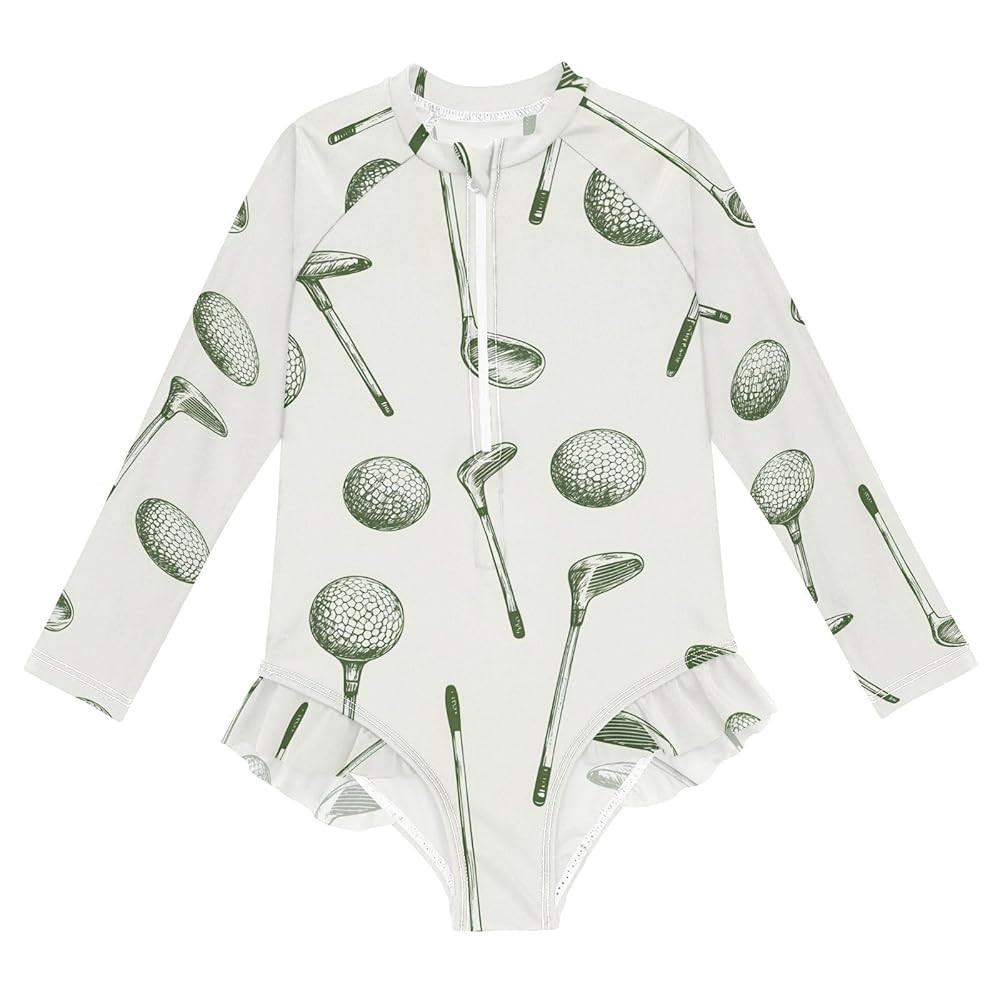 ALAZA Toddler Swimsuit Girl Bathing Suit Swimwear Rash Guard Golf Culb Long Sleeve 3T | Amazon (US)