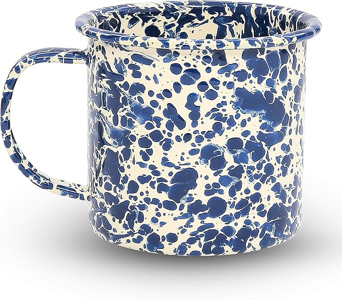 Crow Canyon Home Enamelware Mug, 12 ounce, Navy/Cream Splatter (Single) | Amazon (US)