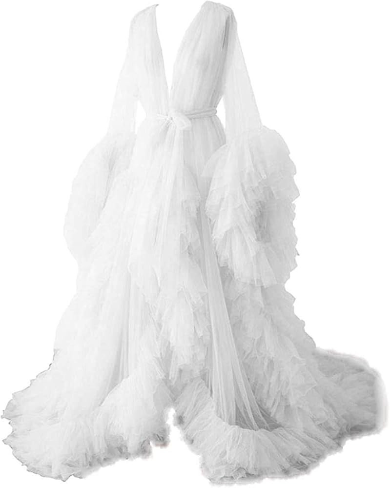Kelaixiang Tulle Robe Long Lingerie Bridal Dressing Gown Puffy Nightgown Photoshoot | Amazon (US)