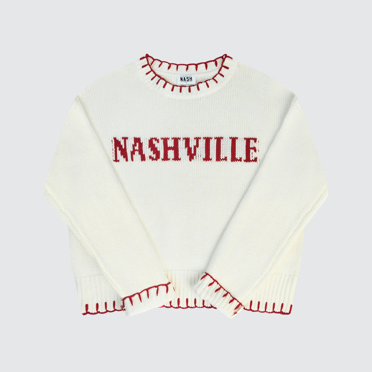Nashville Chunky Knit Sweater [Cream/Red] | The NASH Collection