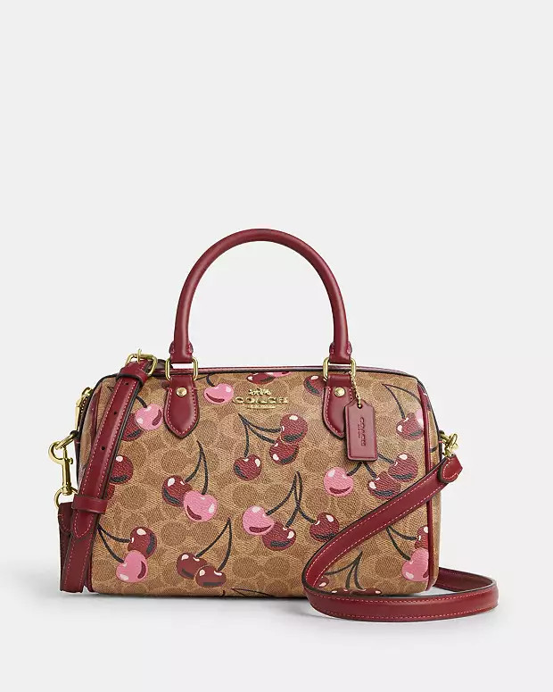 Rowan Satchel Bag In Signature Canvas With Cherry PrintComparable Value$398$159 | Coach Outlet US