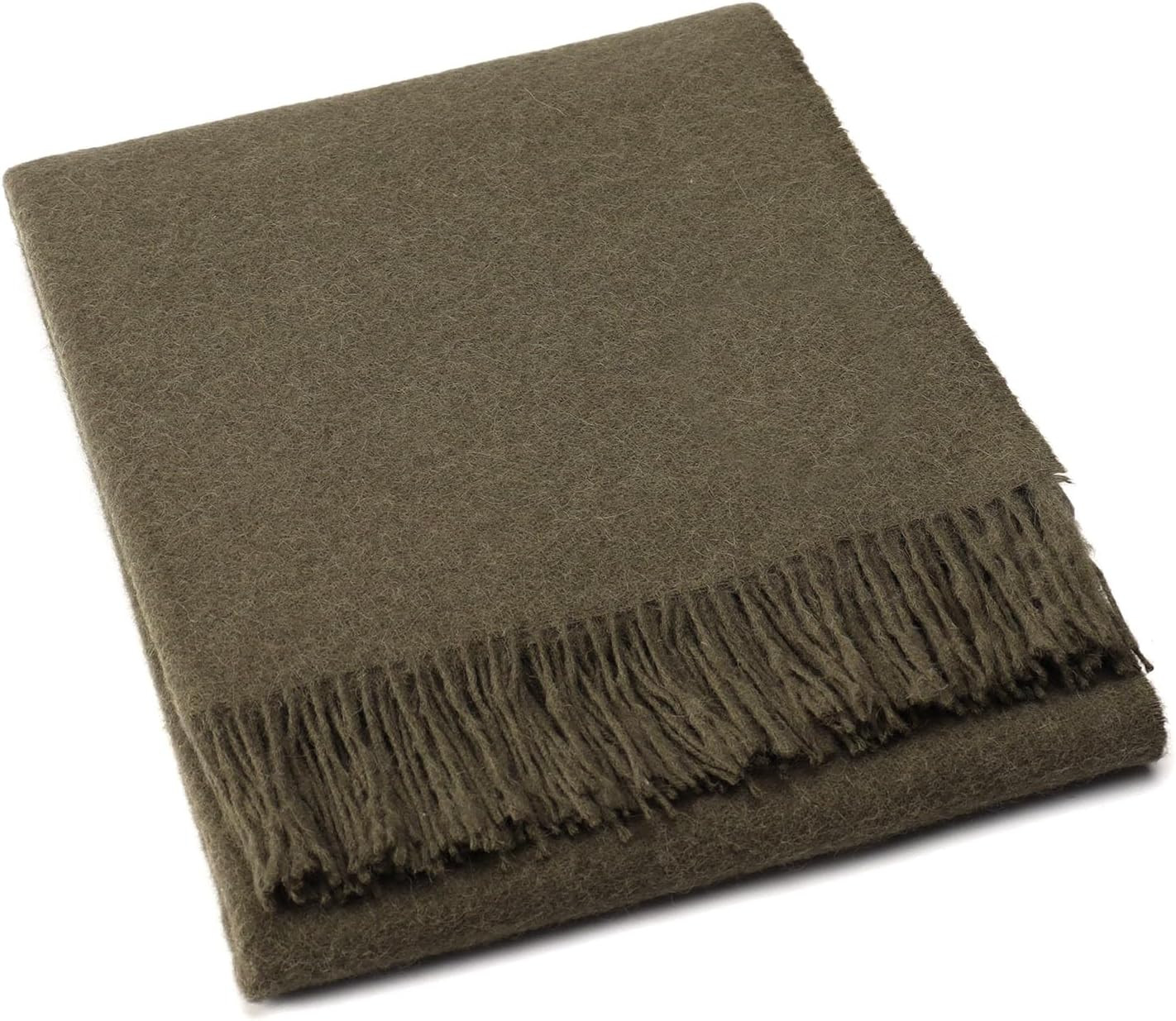 Superfine Alpaca Wool Throw Blanket - Lightweight Alpaca Merino Wool Throw Blankets | Soft Peruvian Alpaca Blanket Wool Blanket Solid Color 62" x 54" (Fern Green) | Amazon (US)