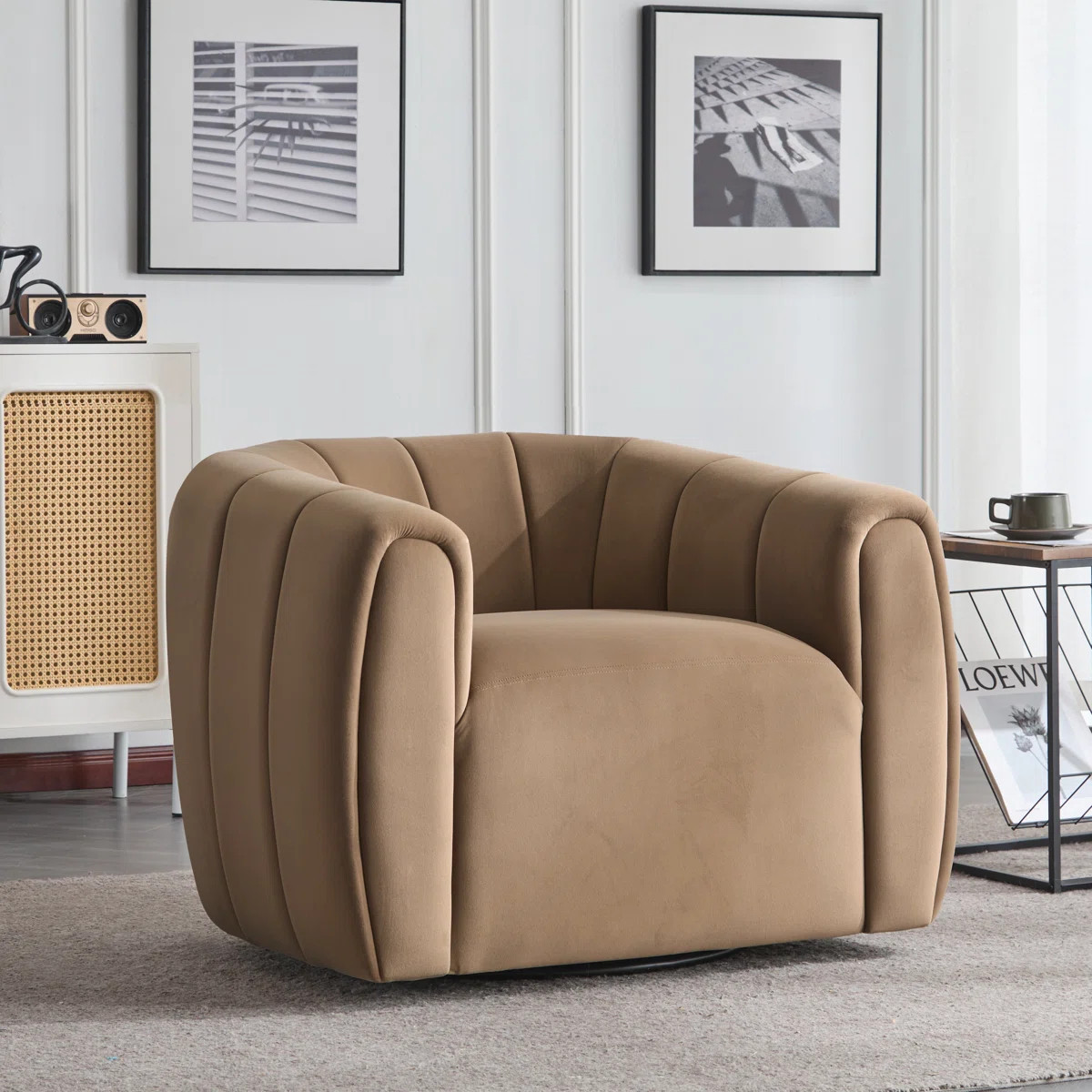 Maravilla Upholstered Swivel Barrel Chair | Wayfair North America
