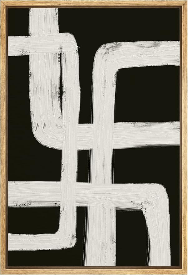 SIGNWIN Framed Canvas Print Wall Art Black Gray Geometric Loop Pattern Abstract Shapes Illustrati... | Amazon (US)