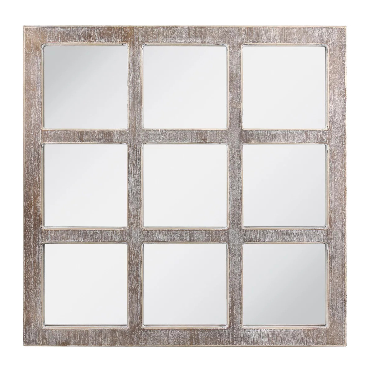 23.5" x 23.5" Rustic 9-Panel Window Pane Decorative Wall Mirror White - Stonebriar Collection | Target