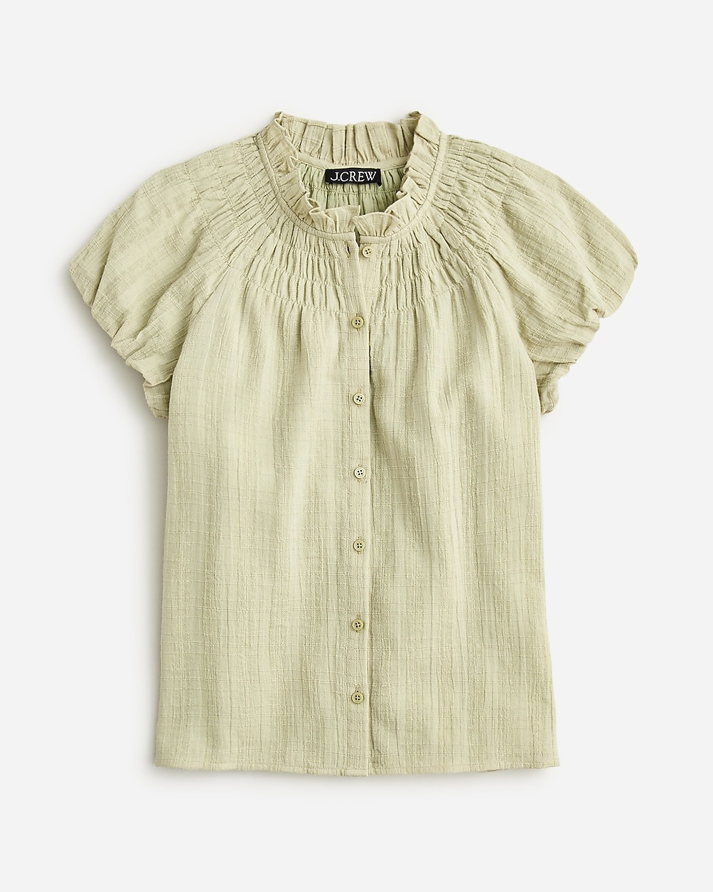 Smocked-neck top in textured gauze | J. Crew US