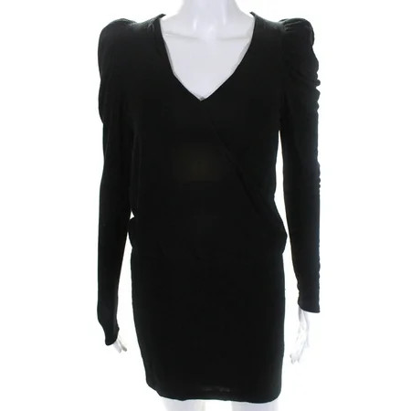 Bailey44 Womens Sophia Ribbed Knit Puff Sleeve Dress Black Size Extra Small | Walmart (US)