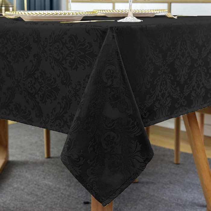 SASTYBALE Black Tablecloth Rectangle 60x120 Inch Floral Jacquard | Amazon (US)