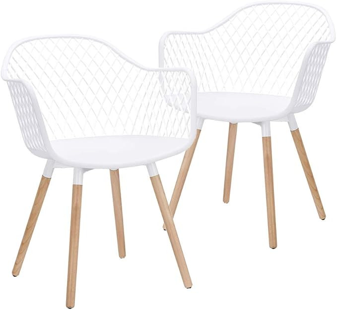 CangLong Modern Natural Wood Legs Easily Assemble Mid Century Molded Plastic Shell Arm Hollow Out... | Amazon (US)