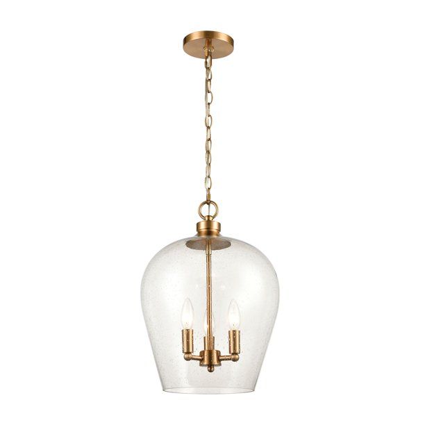 Darlene 3-Light Pendant in Satin Brass with Seedy Glass - Walmart.com | Walmart (US)