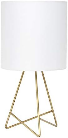 Simple Designs LT2066-GDW Down to the Wire Fabric Shade Table Lamp, Pack of 1, Gold/White | Amazon (US)