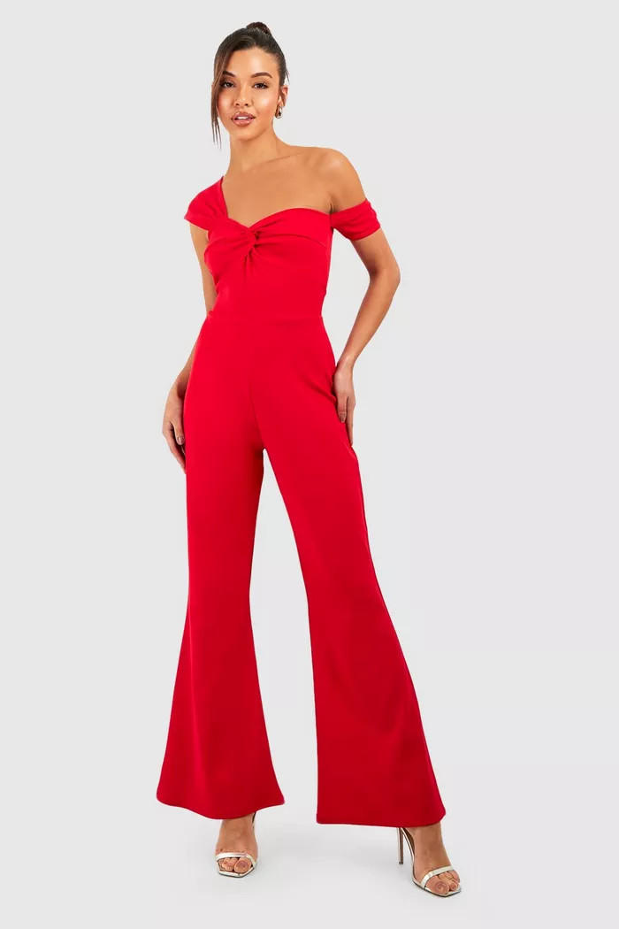 Twist Front Flare Jumpsuit | boohoo (US & Canada)