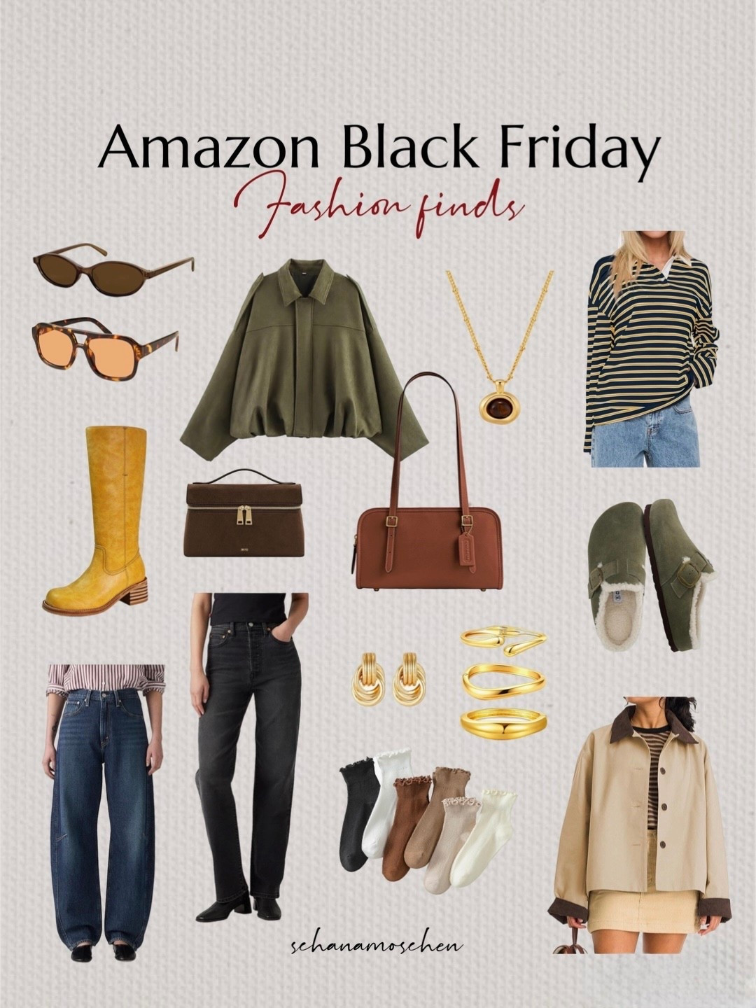 Amazon Black Friday fashion deals, everything I own or is in my wishlist.
Barn jacket, zara jacket dupe, levi’s jeans barrel, riding boots, frilly socks, suede brown bag

#LTKCyberWeek #LTKGiftGuide #LTKFindsUnder100