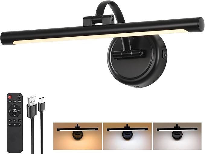 Rechargeable Picture Light for Wall, Cordless Art Lights Battery Operated, Dimmable Wall Light wi... | Amazon (US)