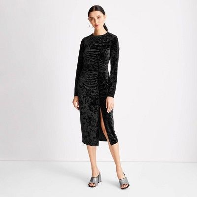 Women's Velvet Ruched Long Sleeve Open Back A-Line Dress - Future Collective™ with Kahlana Barf... | Target