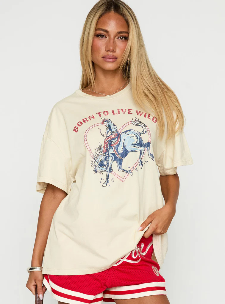 Born To Live Wild Graphic Top White | Princess Polly US