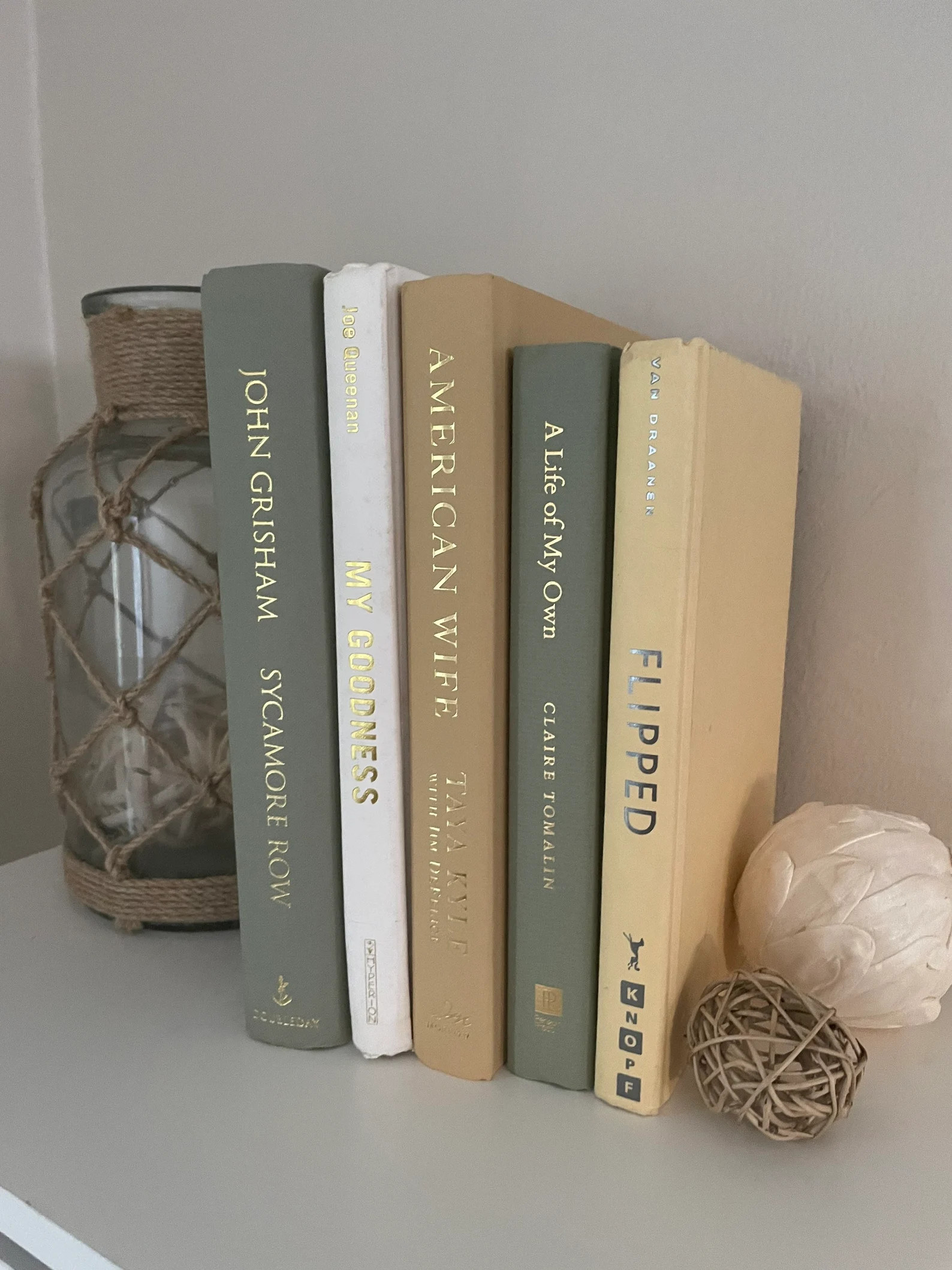 Green and tan Books Decor, Book Bundles for Decor, neutral books for decor, Coastal Book Stack, F... | Etsy (US)