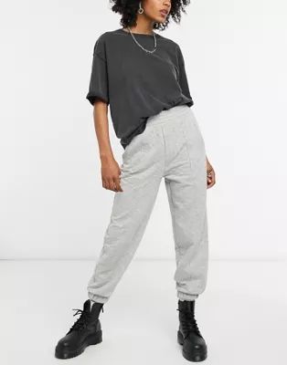 Bershka quilted sweatpants two-piece in gray | ASOS (Global)