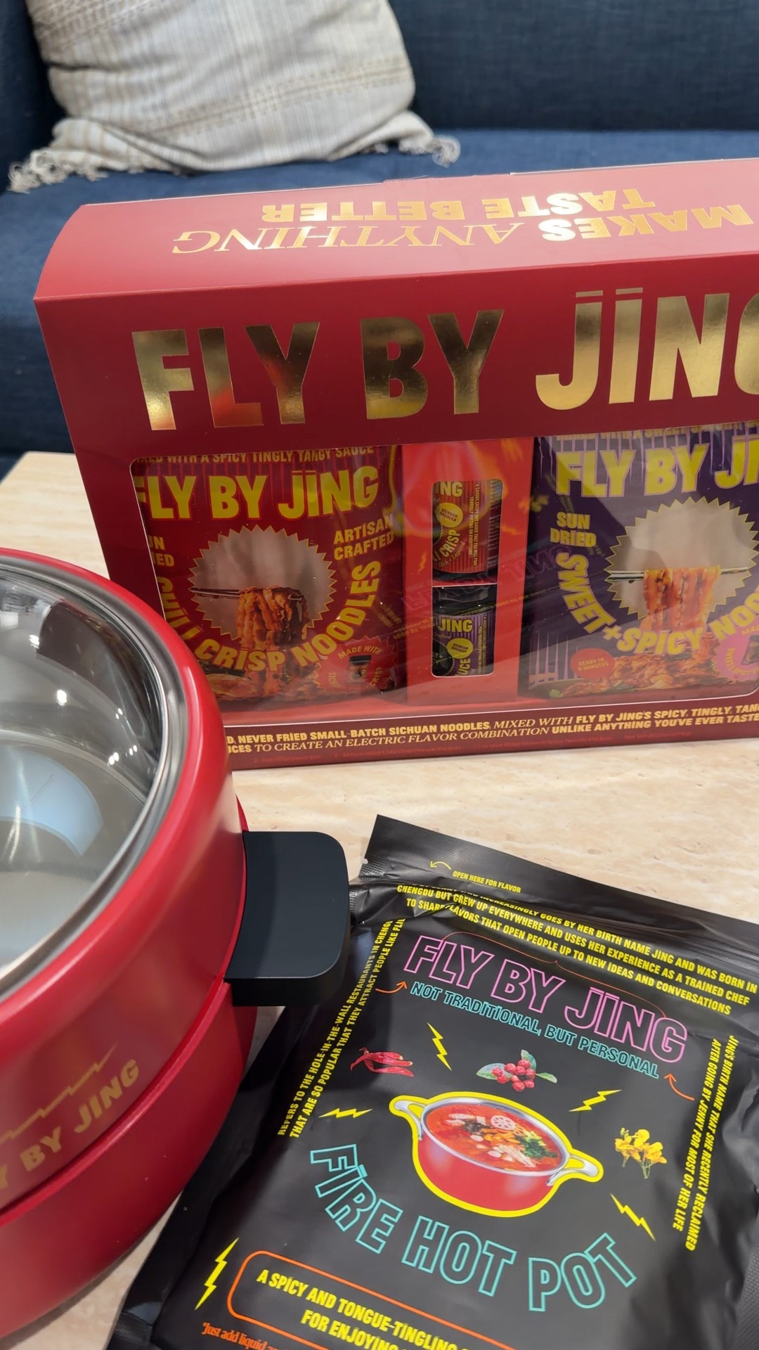 Gift idea for food, noodle and spicy lovers! Fly by Jing sets and hot pot! 