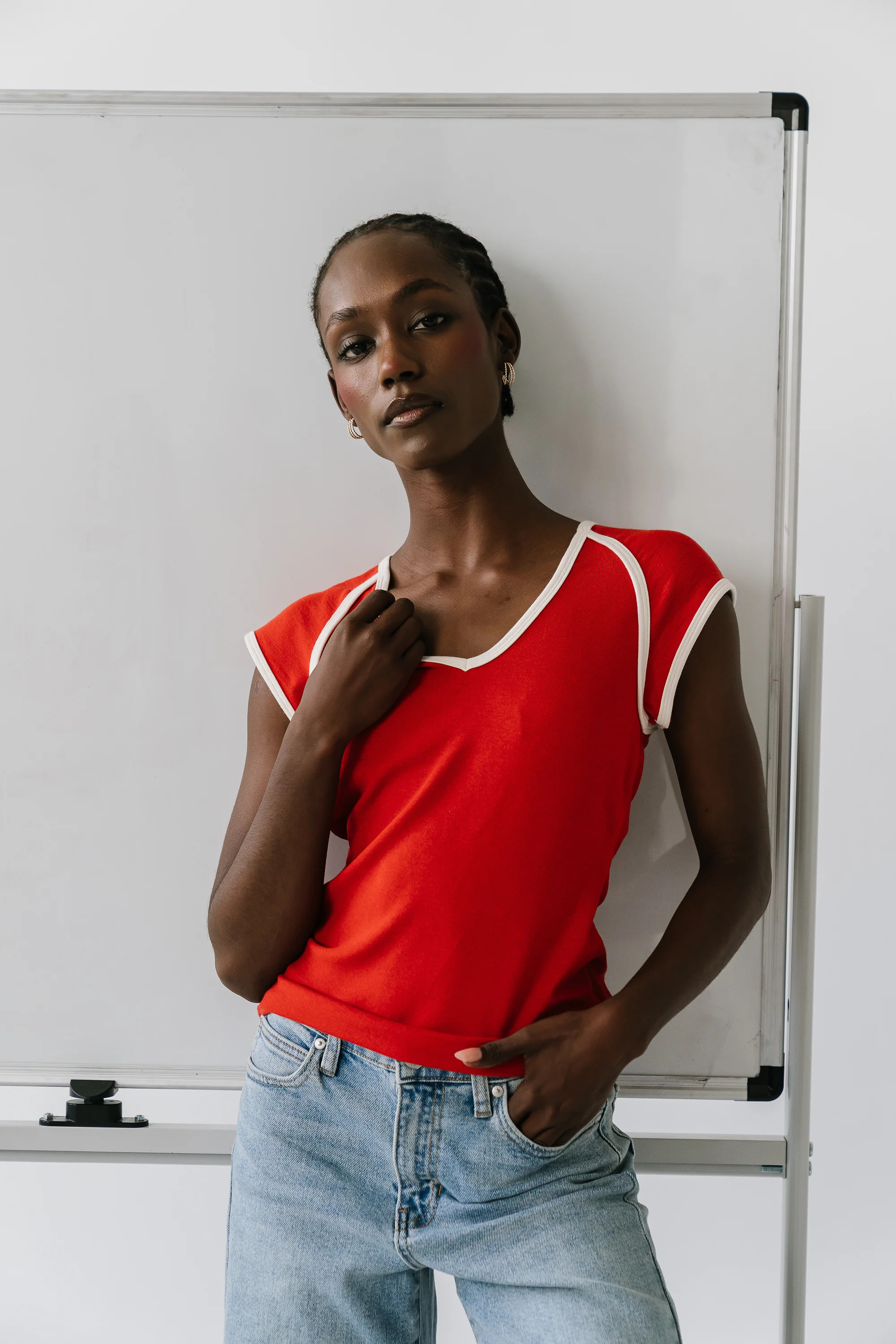 Jessi Contrast Top in Red | Böhme US