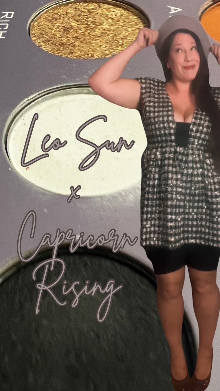 Astrology coded summer & fall style:
Leo Sun x Capricorn Rising 

☀️ Sun sign = Your primary astrology sign (when people ask “what’s your sign?” this is the one you say). Your core self & what motivates you. 

⬆️ Rising sign = How people perceive you & how you present yourself to the world. (Sun sign can be learned with birth month and day; Rising sign needs that info + location & time of birth.) 

♌️ Leo Personality - Confident, charismatic, dramatic, warm, generous, ambitious, proud, strong-willed. 

♑️ Capricorn Personality. - Ambitious, disciplined, responsible, practical, reserved, patient, traditional, hard-working. 

This combo is the ultimate boss babe. Leo’s bold confidence and Capricorn’s focused ambition creates an absolute force to be reckoned with in the boardroom and outside of it. 

Style Guide:

- Power suits are a MUST, but tailored is essential for Capricorn and wow factor is number one for Leo so try something like a tailored blazer with ruffled sleeves. 

- Leo is into trends, but Capricorn loves tradition so this combo gravitates to styles and patterns that never go out of fashion (leopard print & LBDs, for instance). 

 - Leo loves bold pieces, but Capricorn is a minimalist so, when accessorizing, pick just one statement piece (like a chunky gold necklace or a bold bag).

- For the color palette, stick to metallic neutrals like silver and gold, plus taupe, cream, charcoal gray, black, and navy or royal blue. 

For this look I chose a sparkly black & white tweed dress, a Capricorn gray beret, and traditional looking heels with a fun rhinestone twist & surprise heel. 

Other must-have pieces: Big sunglasses, simple gold jewelry, neutral colors on bold silhouettes (like a high-low dress in steel gray), a Bodycon LBD, sleek stilettos. 

#LTKStyleTip #LTKFallSale #LTKSeasonal