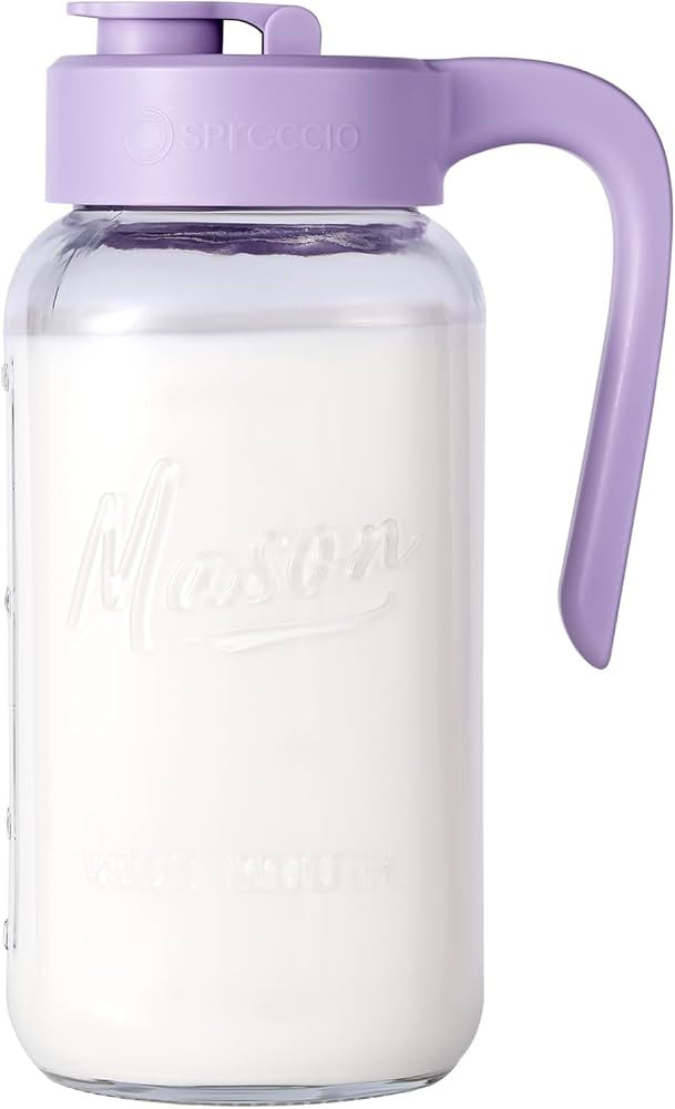 Mason Jar Pitcher - Airtight & Leakproof Glass Pitcher with Lid, Perfect for Breastmilk, Cold Bre... | Amazon (US)