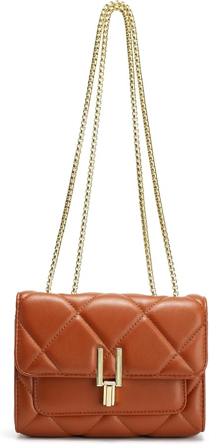 Duomier Small Quilted Purse Crossbody Bag for Womens Gold With Chain Strap Fashion Female Teen Gi... | Amazon (US)