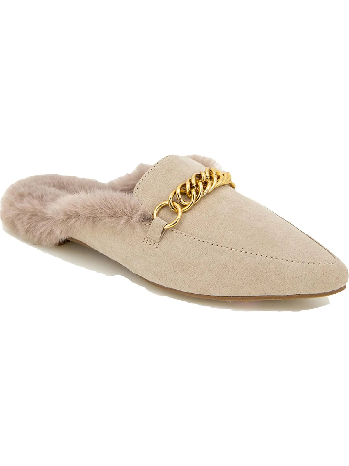Esprit Patsey Women's Faux Fur Lined Chain Pointed Toe Slide Mules Taupe 6 - Walmart.com | Walmart (US)
