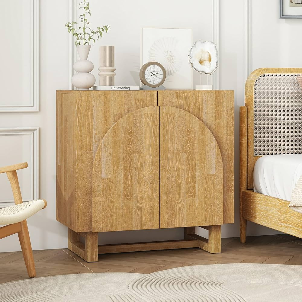 Accent Sideboard Buffet Cabinet with Storage, Vintage Cabinet with 2 Arched Doors, Wood Credenza ... | Amazon (US)