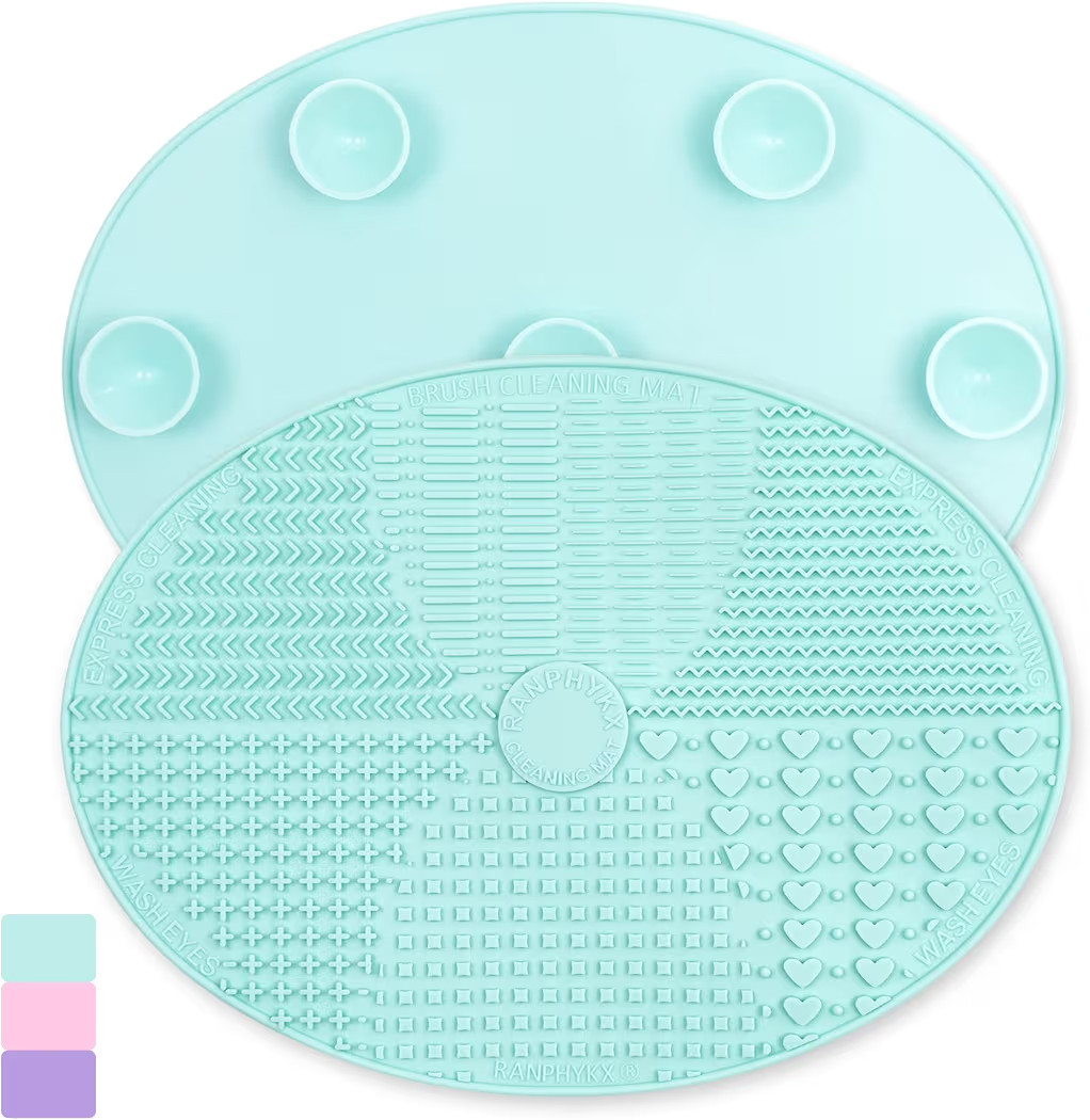 Makeup Brush Cleaner Mat, Silicone, Big Size, Green, Cleaning Pad with Suction Cup, Make Up Brush... | Amazon (US)