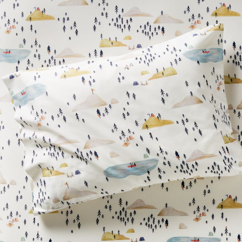 Adventure Organic Cotton Patterned Kids Pillowcase | Crate & Kids | Crate & Barrel