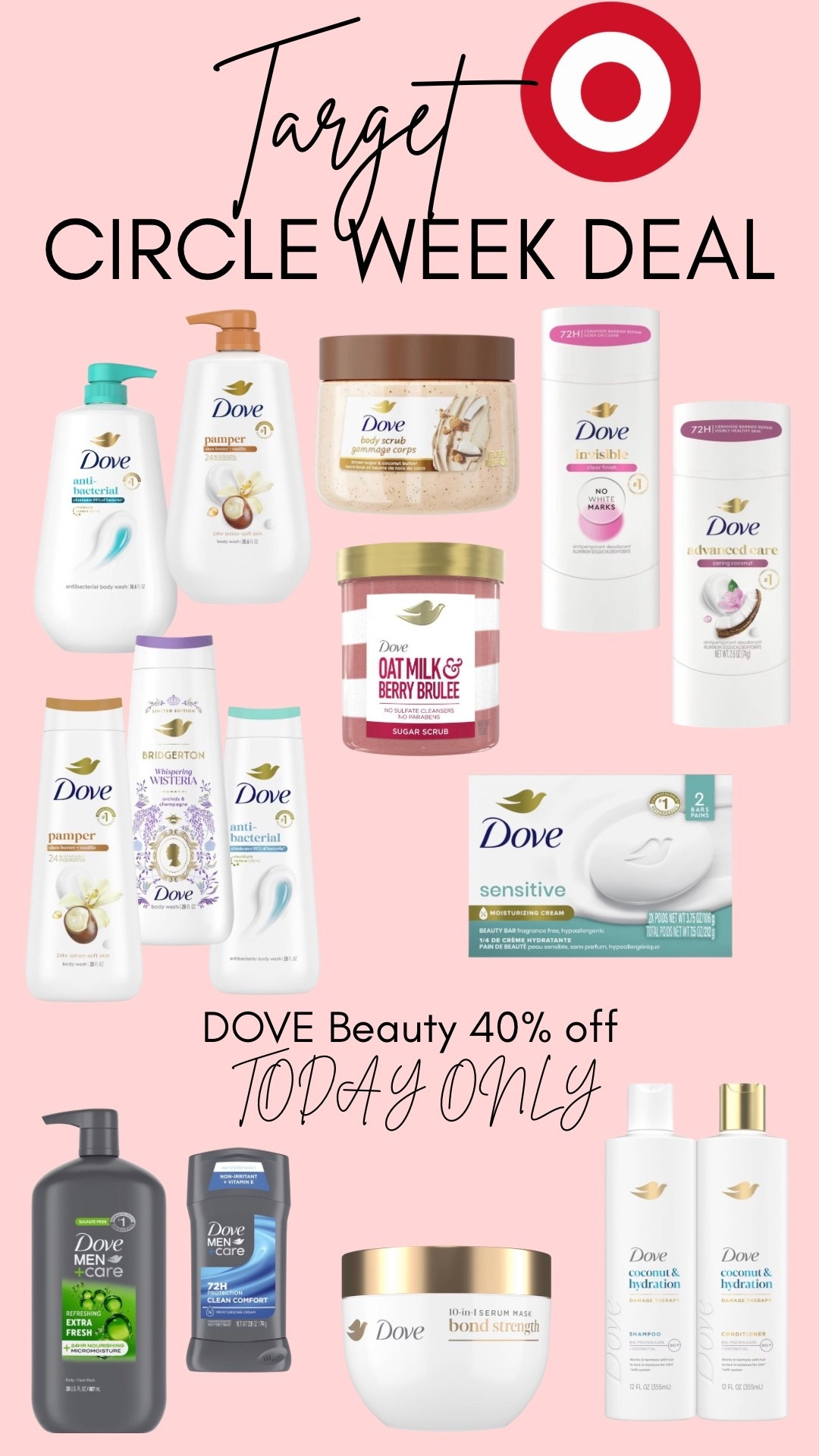 🚨 If Dove is already in your shower, don’t pay full price. Today is the day to stock up!

Target Circle Week has Dove Beauty 40% OFF today only, PLUS when you buy 4 participating personal care products, you’ll get a $5 Target gift card! 🙌

This is the perfect time to:
🛁 Restock your everyday bathroom essentials.
🧼 Fill the guest bathroom before summer visitors.
✈️ Grab extras for travel bags and gym bags.
🧴 Stock up on body wash, deodorant, shampoo, conditioner, soap, and scrubs while they’re on sale.

These are the kinds of products you’ll use anyway, so you might as well save now instead of paying full price later. 💁🏼‍♀️

I’ve linked all of my favorite Dove deals in my LTK! Which scent is your go-to? 👇🩷

#TargetCircleWeek #TargetDeals #TargetFinds #LTKFinds #DovePartner #DoveBeauty #BathroomEssentials #StockUpAndSave #TargetRun

#LTKselfcare #LTKBeauty #LTKSaleAlert