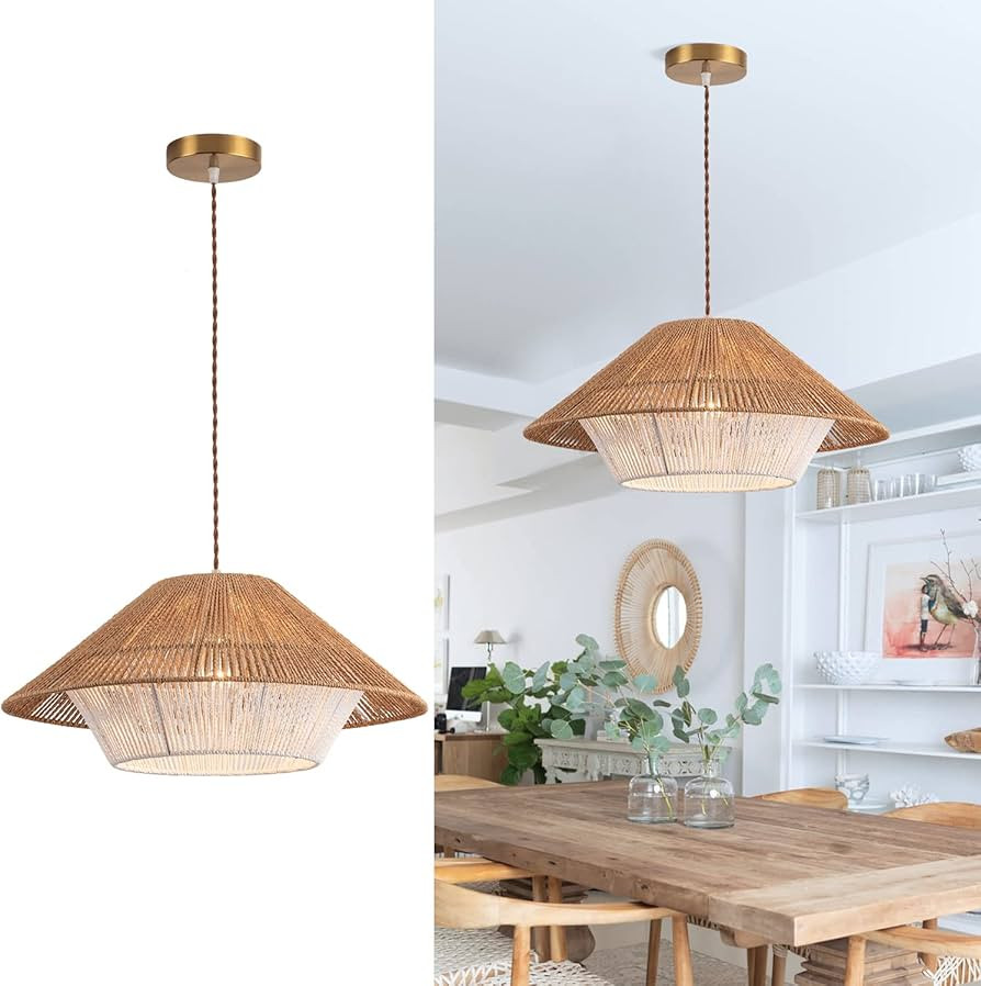 Hand-Woven Rattan Pendant Light Rattan Chandelier Woven Rattan Light Fixtures Ceiling for Kitchen Is | Amazon (US)