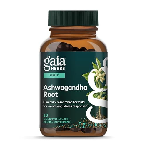 Gaia Herbs Ashwagandha Root - Stress Relief & Sleep Support Supplement - Supports Balanced Energy Levels & Positive Outlook* - 60 Vegan Liquid Phyto-Caps (30 Servings) | Amazon (US)