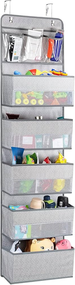 Univivi 6 - Layer Fabric Over the Door Organizer Gray Foldable Door Organizers Nursery Closet Sto... | Amazon (US)