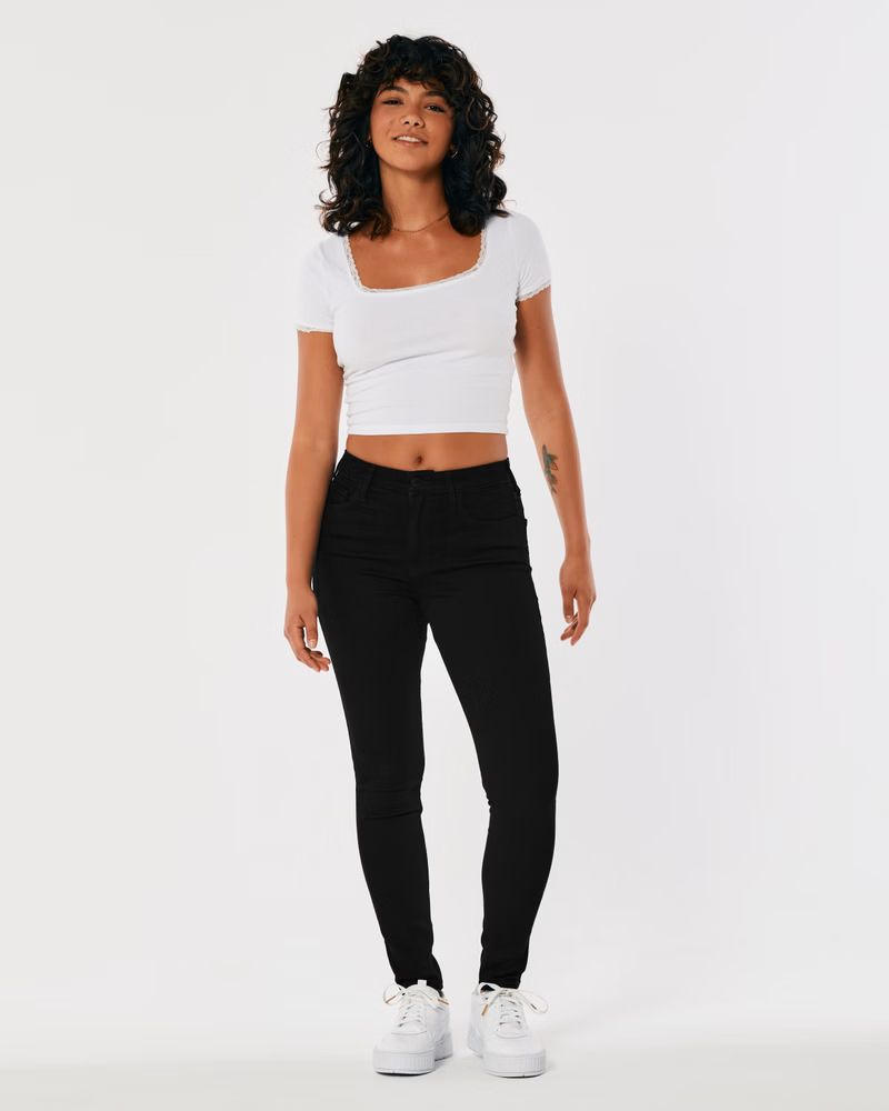 Women's High-Rise Black Super Skinny Jeans | Women's Bottoms | HollisterCo.com | Hollister (US)